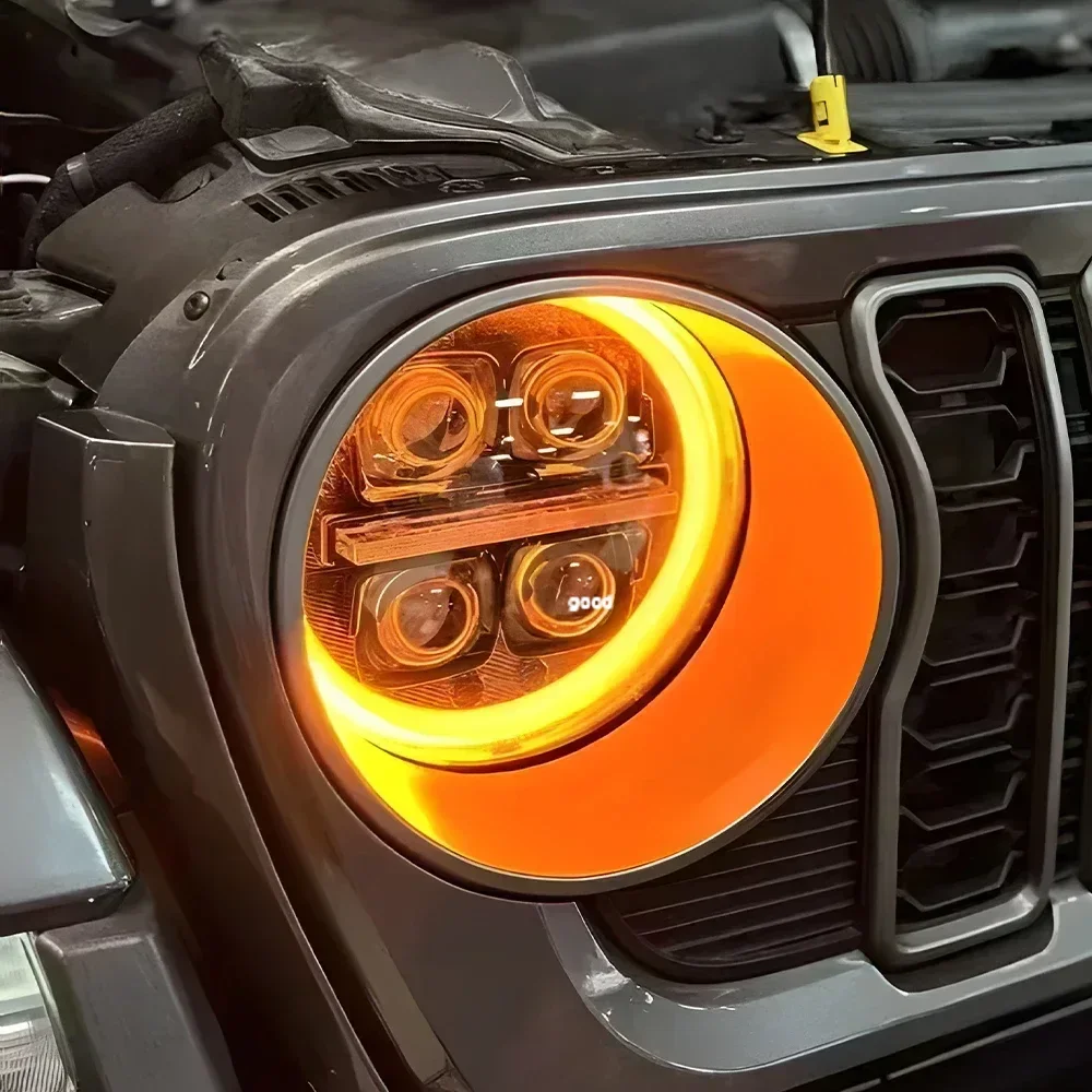 

Auto Headlights Assembly For Jeep Wrangler JL JT 2018-2024 Upgrade Four LED Projector Lens Car Front Lamps Accessories