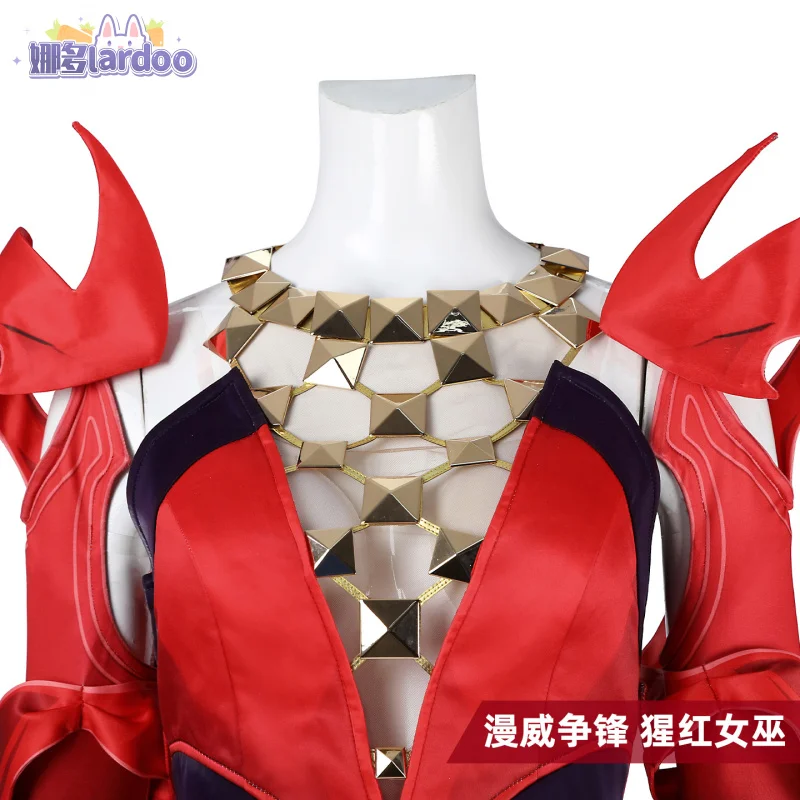 

Game Rivals Scarlet Cosplay Witch Costume Emporium Matron Red Top Skirt Outfit Full Set Halloween Scarlet Fantasia Costumes