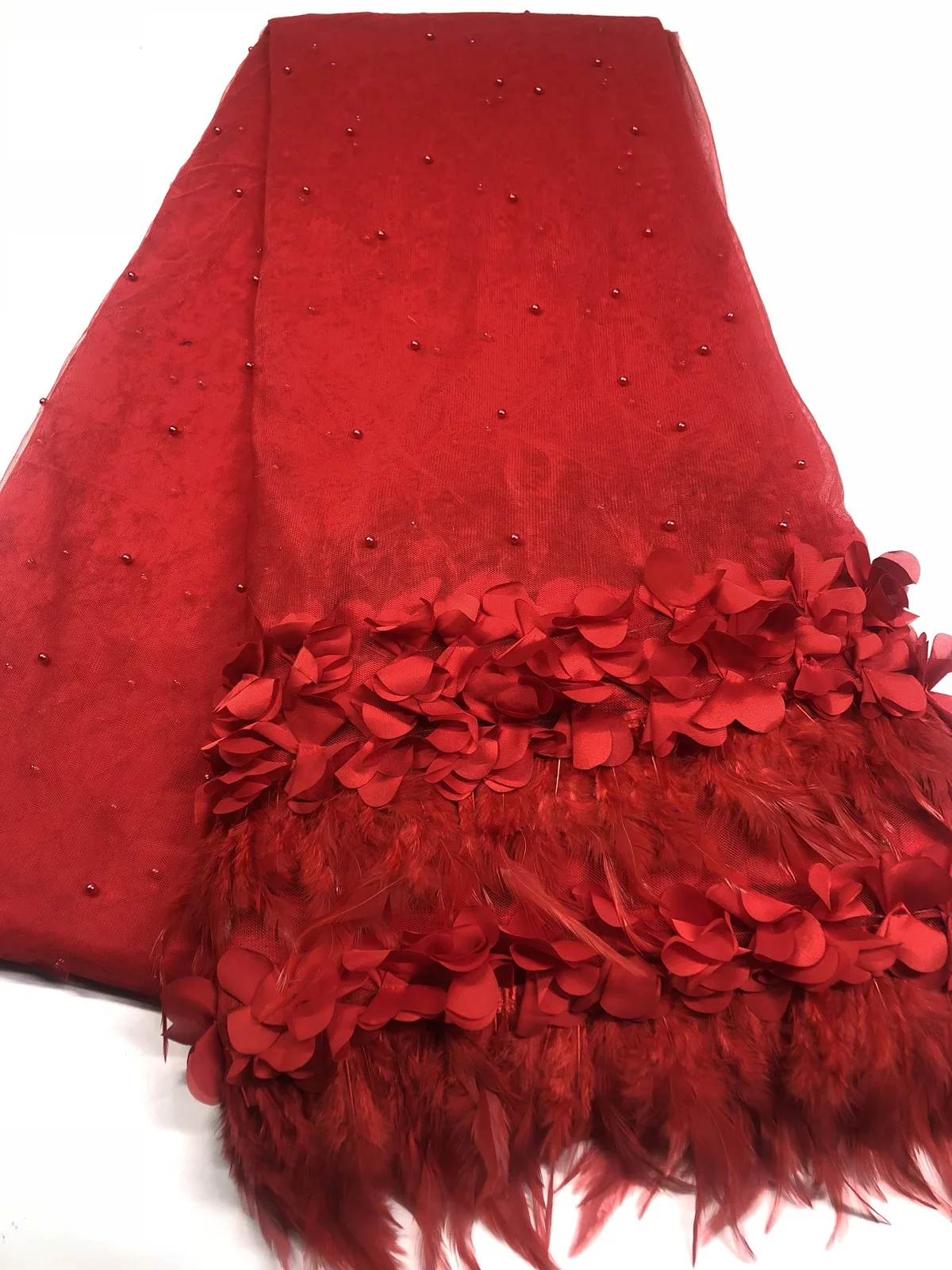 

African Lace Fabric 3D Flower High Quality 2018 French Tulle Lace Fabric Appliqued Nigerian Net Lace for Wedding Dress