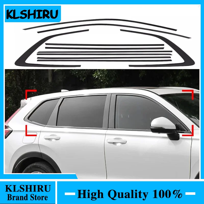 Black Car Window Trim Cover Decor Seal Strip Water Shield Weatherstrips Stainless Steel For Honda CRV CR-V 2023 2024