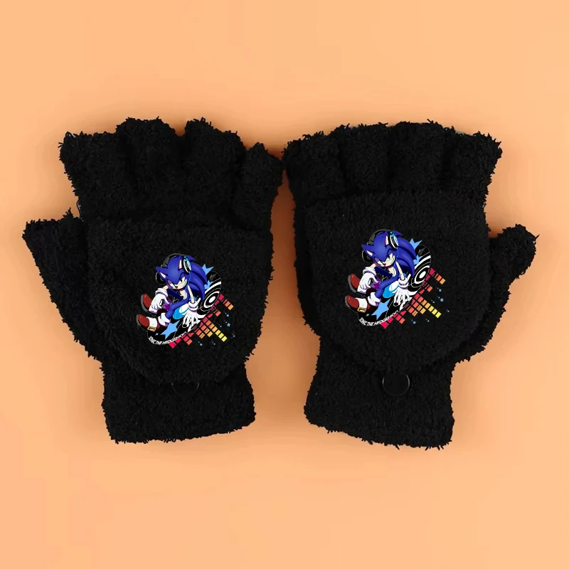 

Soniced Children's Gloves Soft Comfortable Half Finger Flip Gloves Winter Outdoor Windproof Cold Proof Warm Gloves Birthday Gift