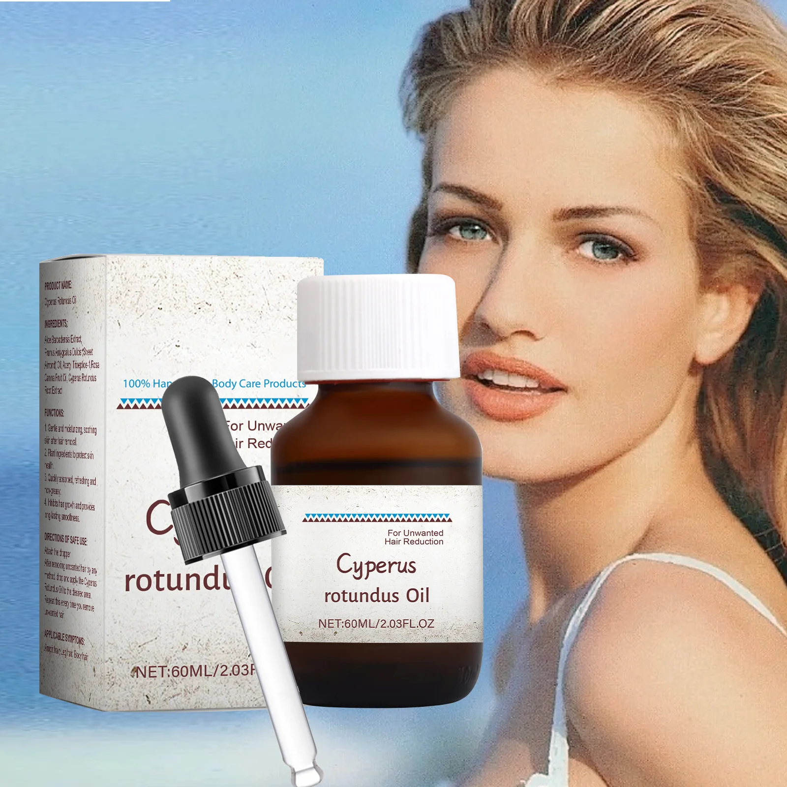 

Pure Cyperus Rotundus Oil for Hair Removal Reducing Armpit Legs Arms Body Hair Inhibitor Smooth Body Skin Hair Removal Oi 60MLl
