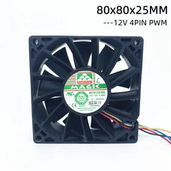 MAGIC Dual Ball Bearing 8025 80MM 80x80x25MM Server Cooling fan MGT8012UB-W25 DC 12V 0.66A 5400RPM With 4pin PWM