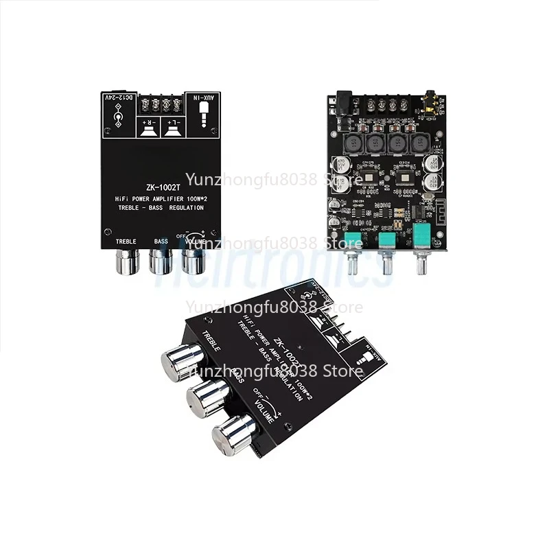 ZK-1002T Bluetooth Compatible Amplifier HIFI 2.0 Channel 100Wx2 Audio Module Kit, Adjusting Subwoofer Amplifier Board Channels