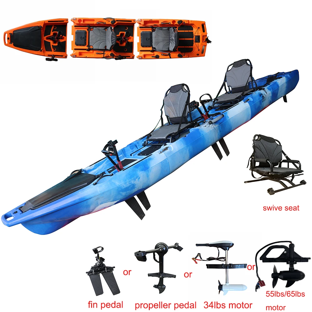 Two Persons or One Person Sea Fishing Modular Pedal Kayak Available with Flipper Propeller and Trolling Motor