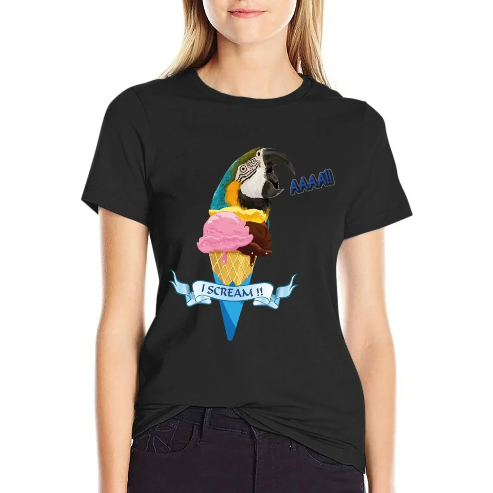 

Blue-and-yellow Macaw T-Shirt funnys new edition animal print Women's cotton t-shirt