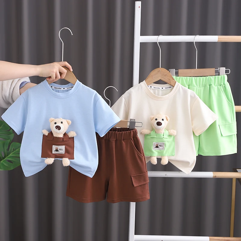 New Summer Toddler Baby Boys Clothing Suits Children Cartoon T shit Shorts 2PCS Set Kids Baby Clothes Outfits