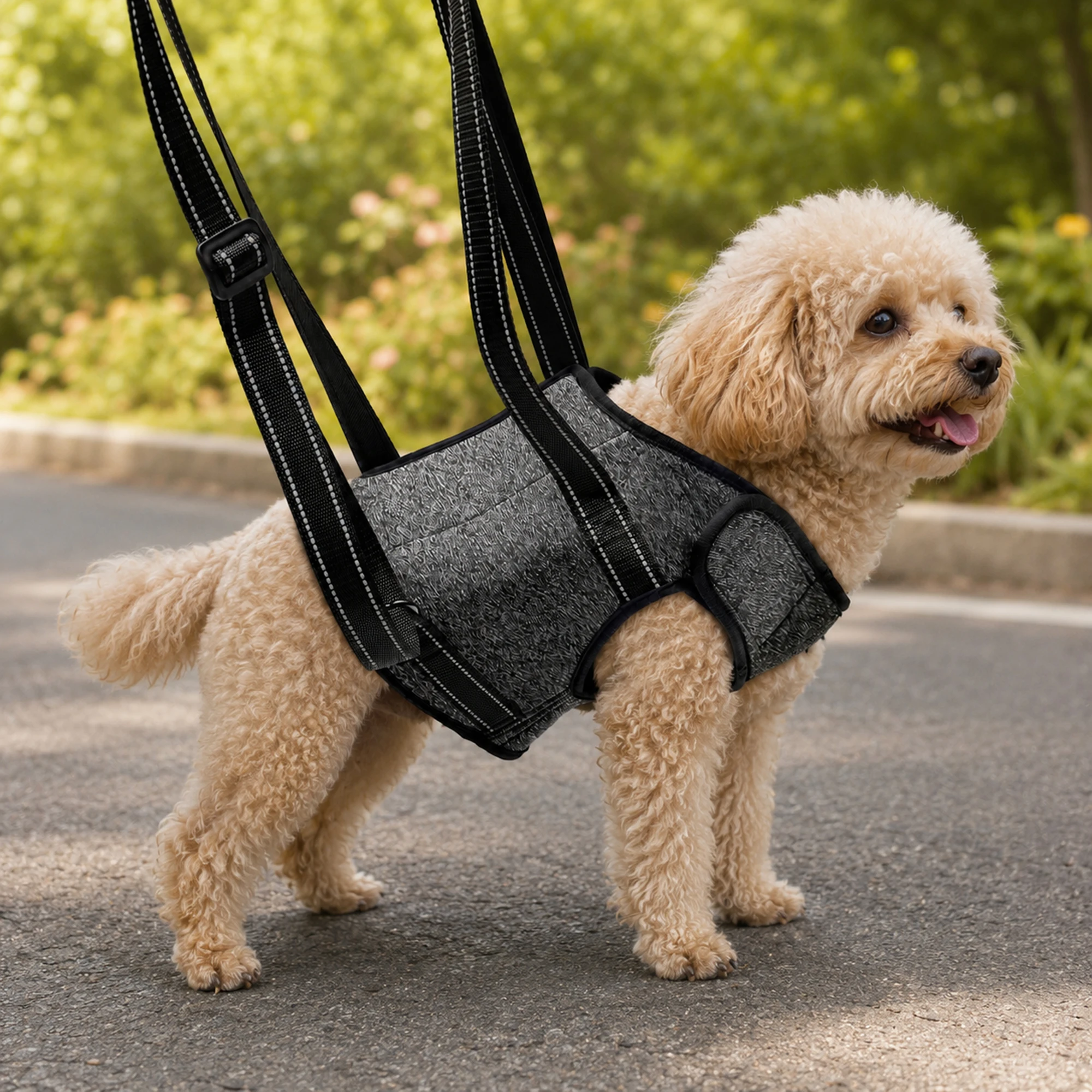Arnés de soporte para mascotas, asistencia para caminar para perros mayores y ancianos, cierre de velcro, correas ajustables para los hombros, respetuoso con la piel