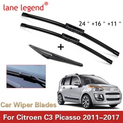 Car Wiper Front & Rear Wiper Blades For Citroen C3 Picasso 2011 - 2017 Windshield Windscreen Window Rain Brushes 24