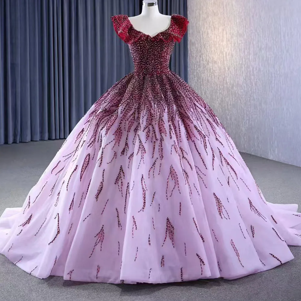 O-Neck Cap Sleeve Evening Dress Lace-Up Back Beaded Prom Dress Customizable Women's Special Occasion Gown