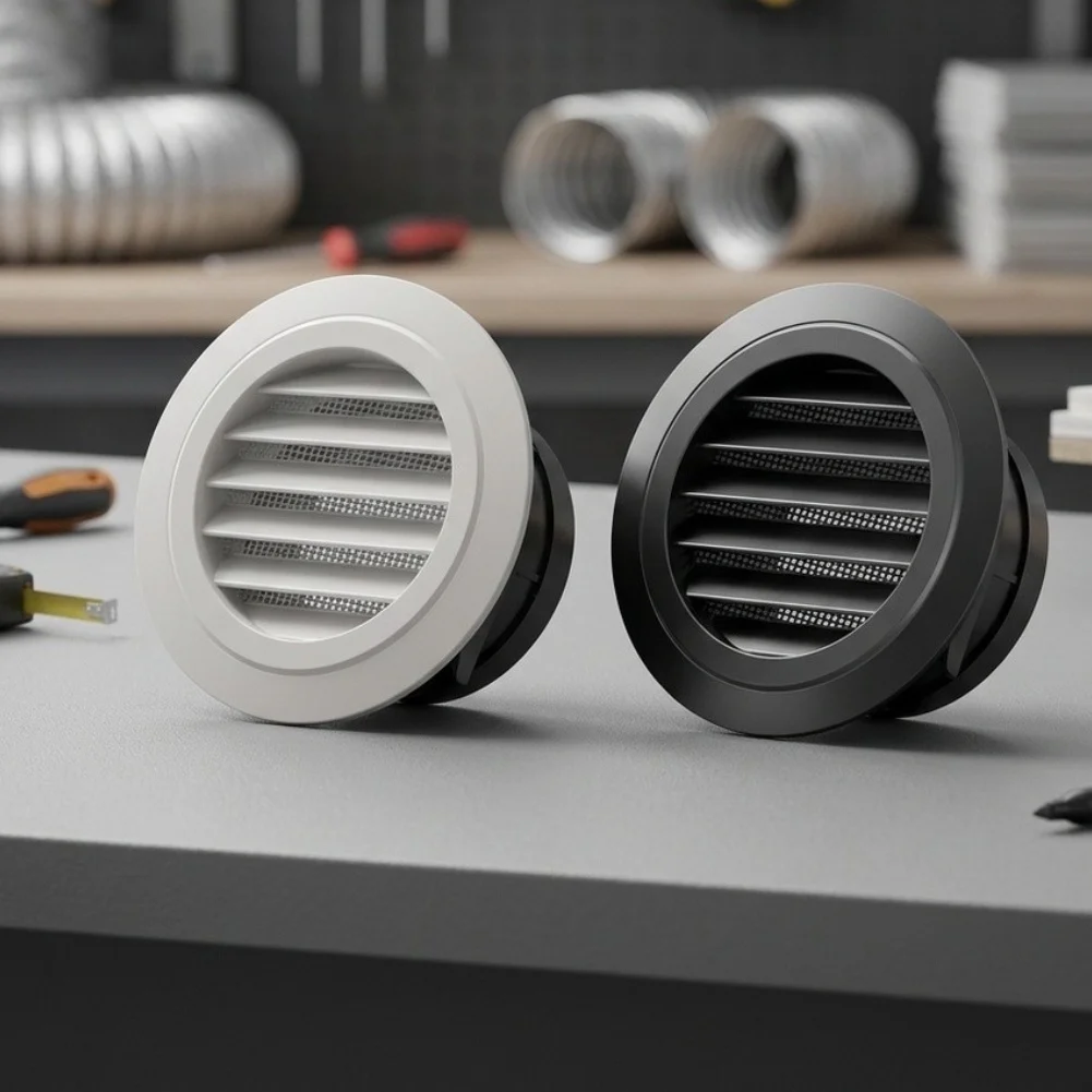 Dismantable 5 Inch Black Ceiling Grille for Round HVAC Ducts 4.88 in Neck Diameter 6.97 in Outer Diameter ABS Material