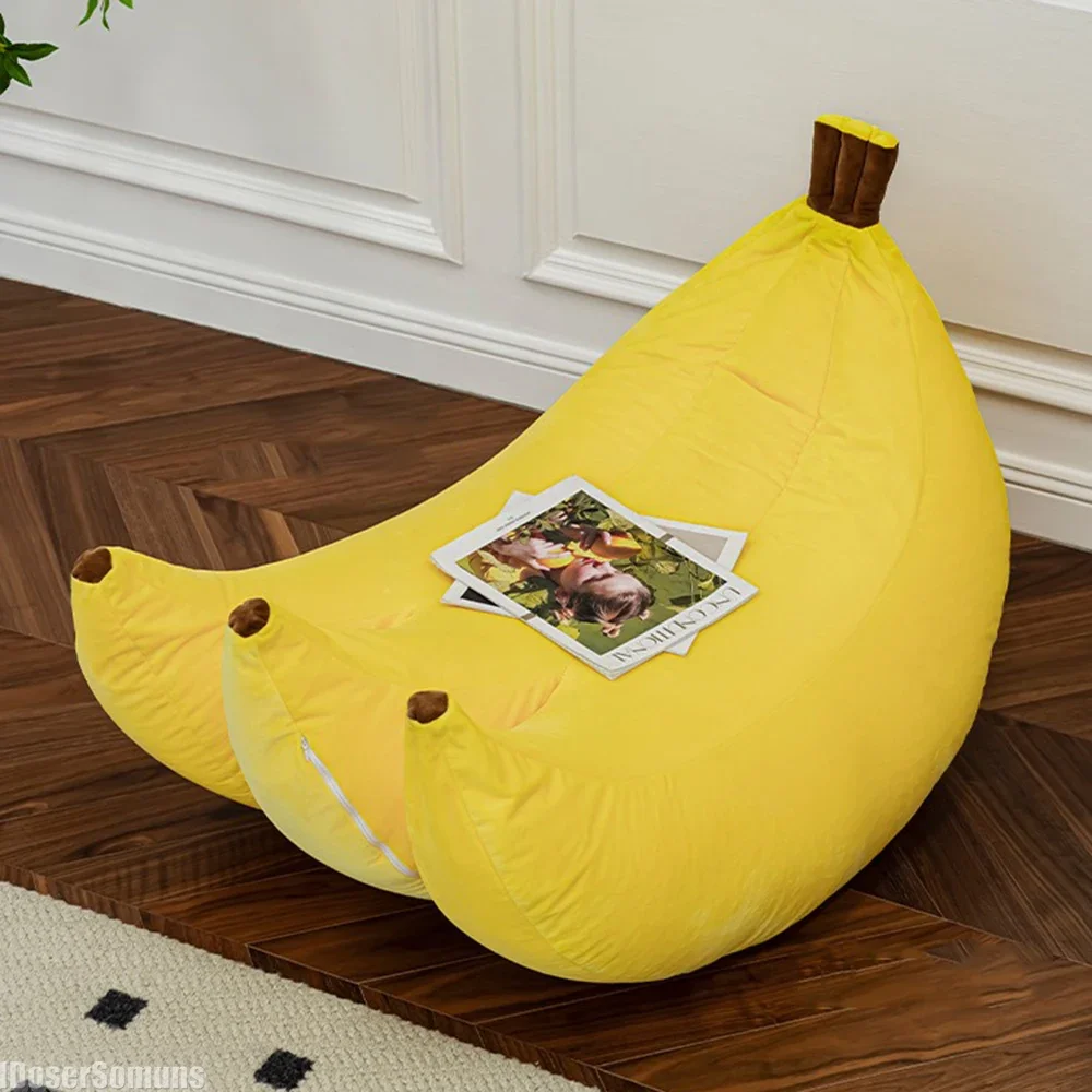 Creative Fruit Lazy Sofa Home Bedroom Tatami Sleepable and Reclining Soft Banana Single Chair Funny Living Room Decorations