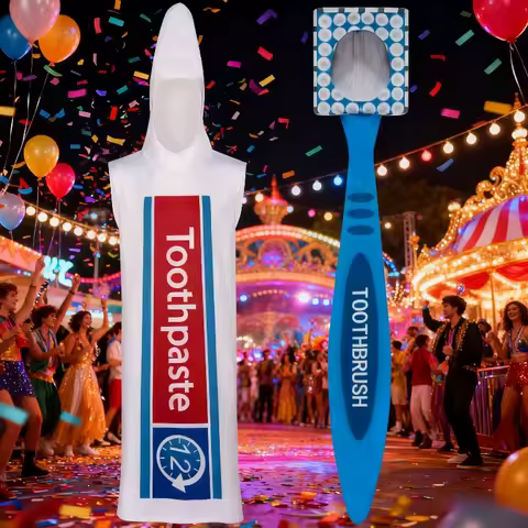 Carnival Toothpaste Toothbrush Costume Adult Role Play Party Couple Funny Dress Up Creative Group Halloween Outfit