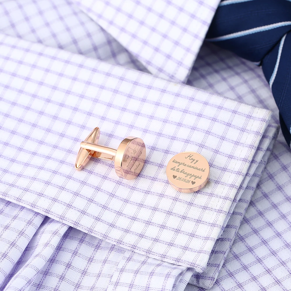 Customized Stainless Steel Engraved Groom Shirt Cufflinks Wedding Gifts For Men Best Man Dad Husbands Gift