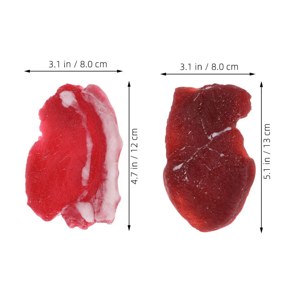2Pcs Realistic Fake Fresh Pork Beef Lifelike Food Props Kitchen Display Photography Decoration Party Market Use
