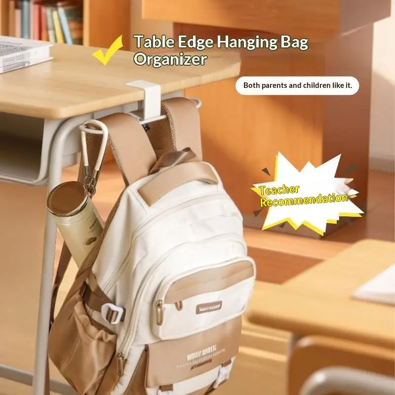 Adjustable Desk Side Hook Rounded Corner Carbon Steel Easy Install Backpack Coat Holder for Office Student Dormitory
