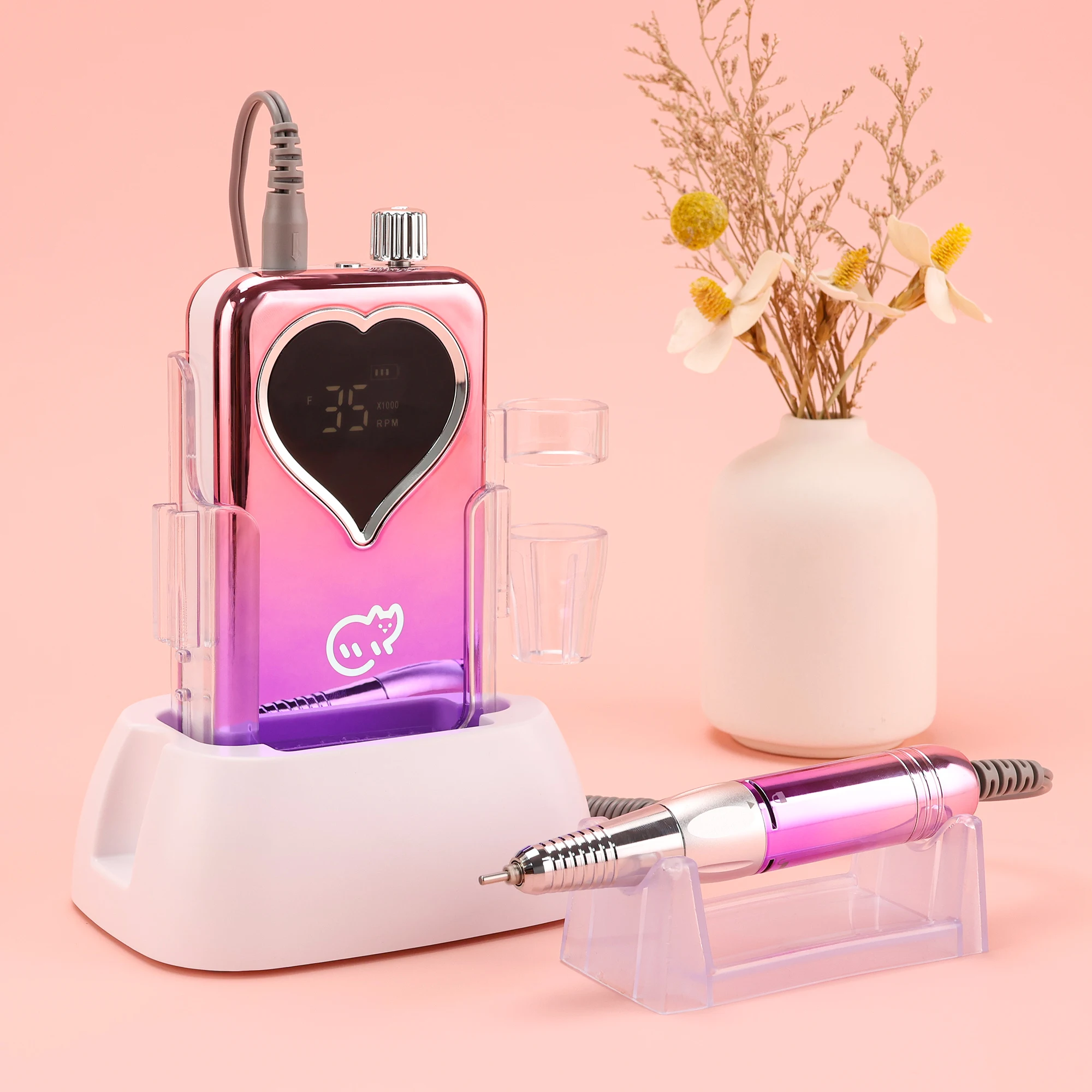 مثقاب أظافر مخصص منخفض الضوضاء قابل لإعادة الشحن لعام 2025 مع ملصق مدمج 35,000 دورة في الدقيقة ملف إلكتروني لاسلكي #1