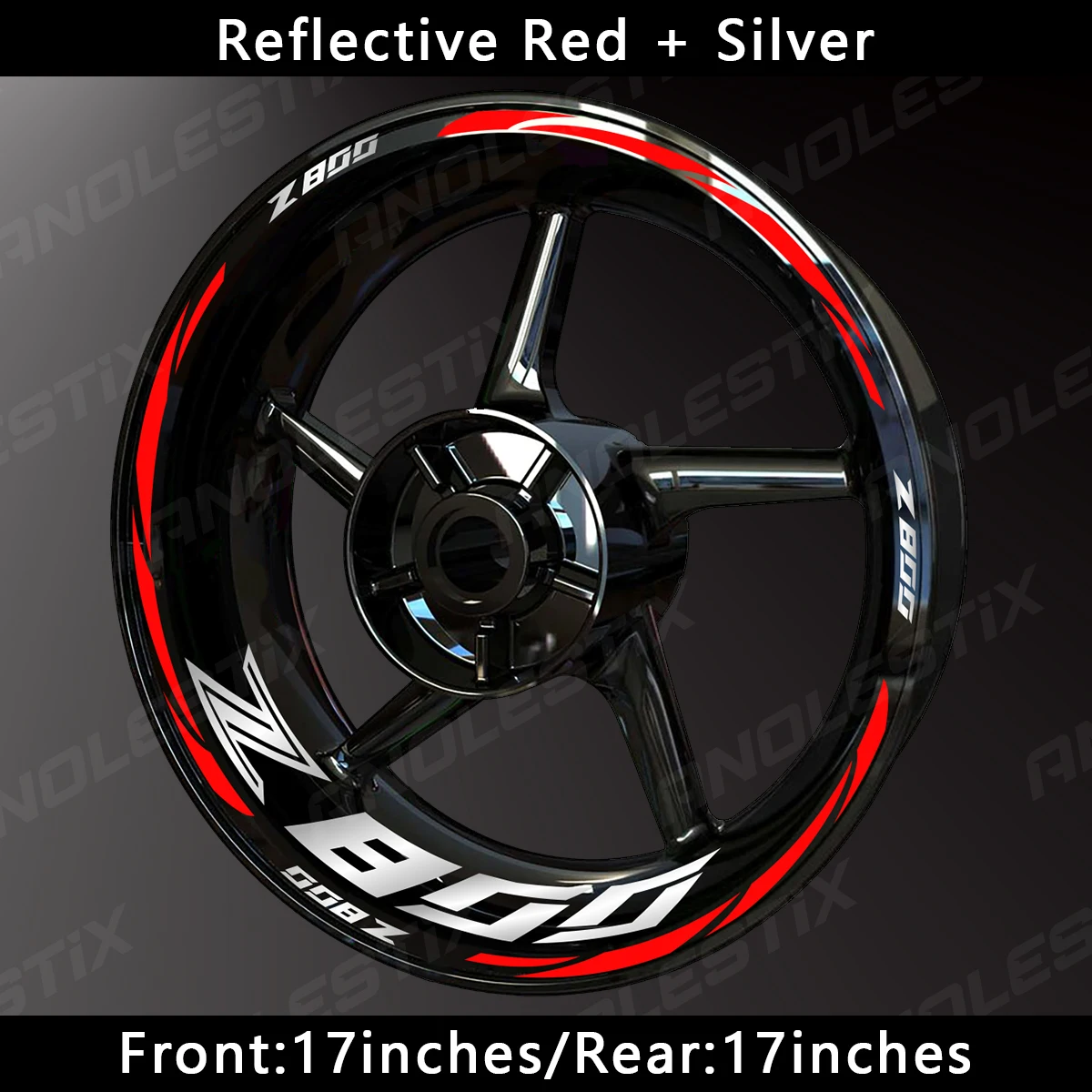 AnoleStix-Reflective Adesivo Da Roda Da Motocicleta, Hub Decal, Rim Stripe Tape para Kawasaki Z800