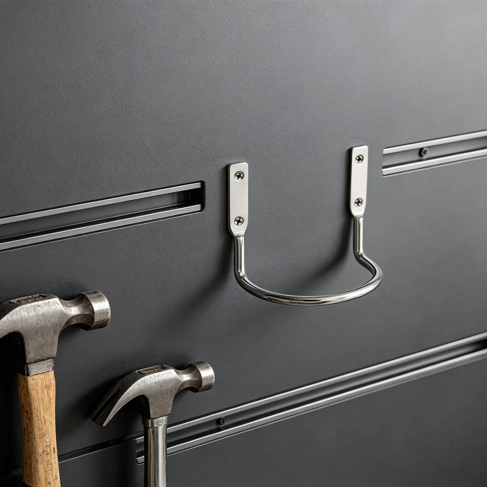 5Pcs Hammer Holder Wall Mount Metal T Shaped Hooks Heavy Duty Garage Garden Tool Organizer Wall Storage Tool Hanger Workbench