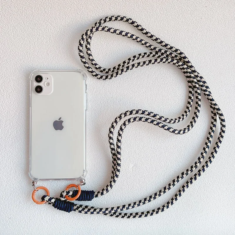 Crossbody Lanyard transparent Phone Case for iphone 15 16 14 13 11 12 Pro Max MiNi XR X XS 7 8 plus SE 2020 Soft Silicone Cover