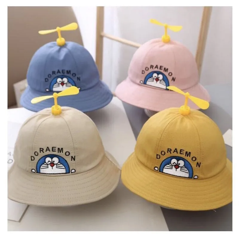 Hot Doraemon cappello da pescatore Anime carino cappello rotondo da spiaggia per bambini panno pieno tendenza moda Bamboo Dragonfly regalo di