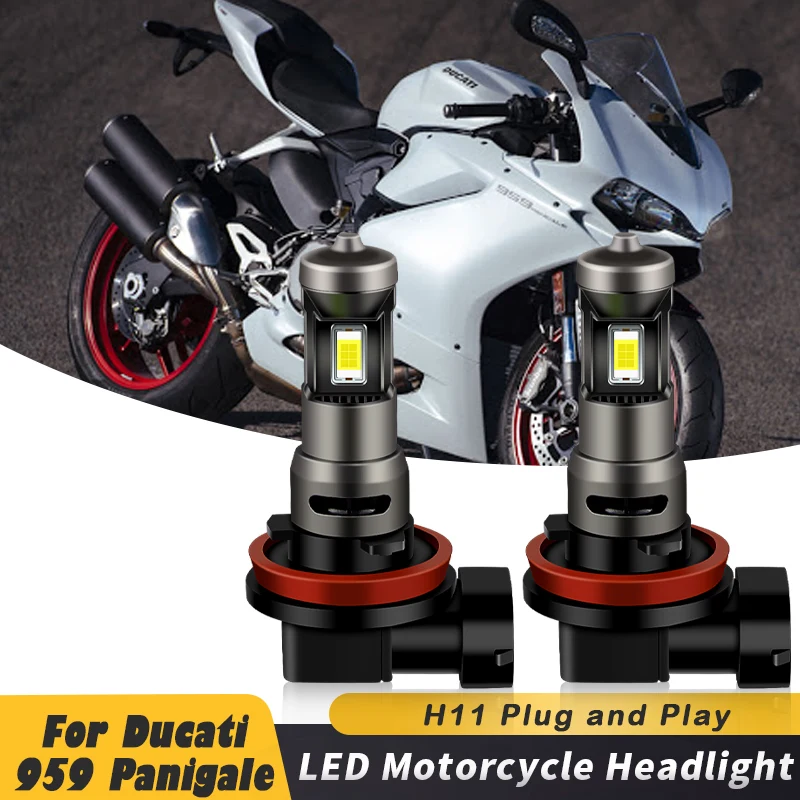 1/2pcs 70W H11 9600LM Bright White Motorcycle A5 LED Bulbs Headlight For Ducati 959 Panigale 1299 Year 2016 2017 2018 motorcycle