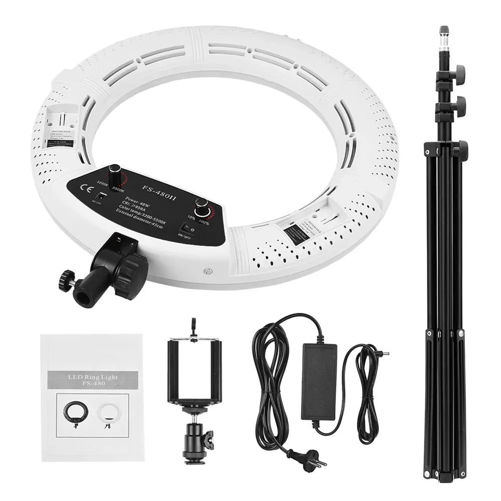 

Best Seller FS-480II 3200-5500K Photography Dimmable Ring Lamp Camera Photo/Studio/Phone/Video 18"48W 480 LED Ring Light