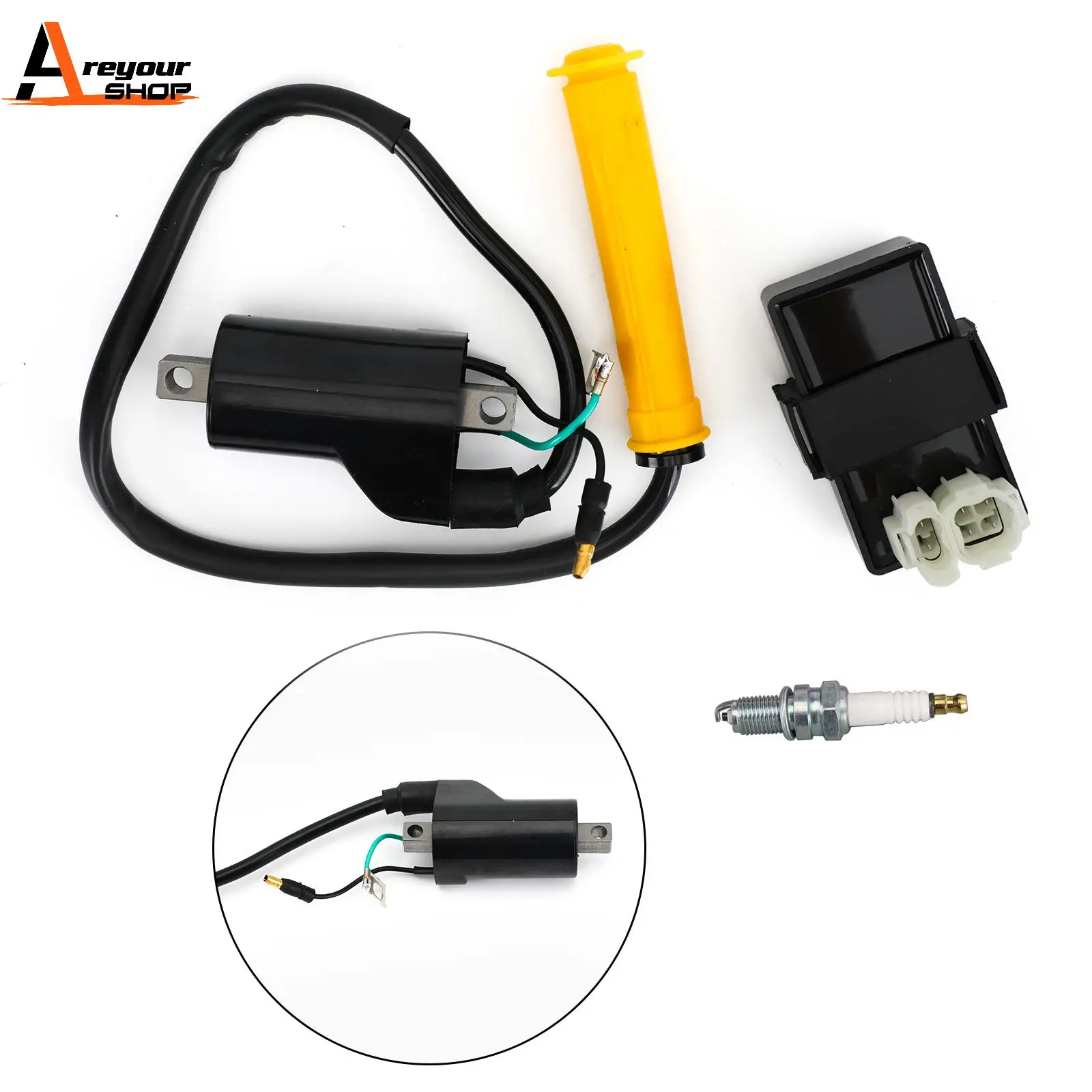 Areyourshop Ignition Coil Spark Plug CDI for Honda TRX400EX Sportrax 400 2x4 1999-2004 ATV 30500-HN1-003 30700-KCZ-000 Parts