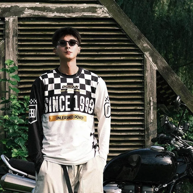 

Quick Drying Men's Retro Motorcycle Riding Clothes Outdoor Top Breathable T-shirt