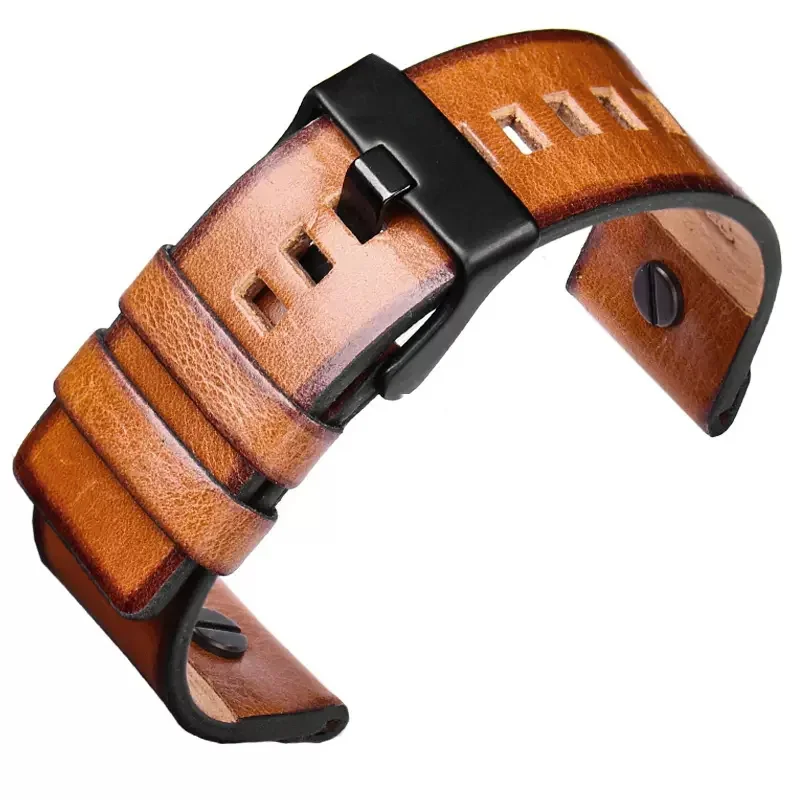 Correas de reloj de cuero de vaca genuino resistentes al desgaste para serie Retro diésel Dz4343 Dz4323 Dz7406 Dz7408 Dz4476 22 24 26mm