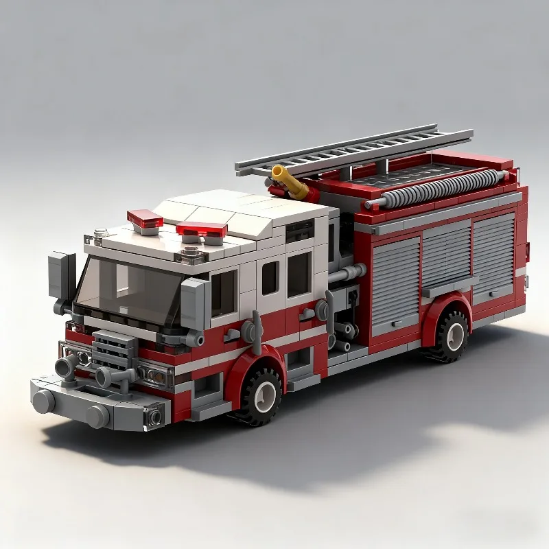 نموذج شاحنة مضخة الإطفاء 420 قطعة - مجموعة بناء مركبات الطوارئ MOC للمراهقين والكبار، جامع Gif