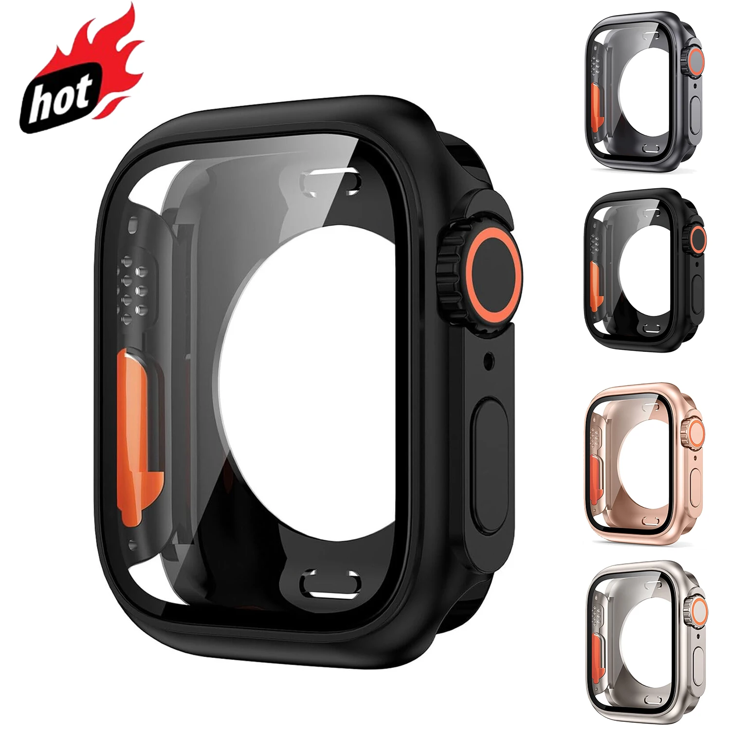    Displayschutzfolie für Apple Watch 46 mm, 44 mm, 45 mm, 40 mm, 41 mm, hartes PC-Gehäuse vorne und hinten für IWatch 10, 9, 8, 7, 6, 5, Wechsel zu Ultra