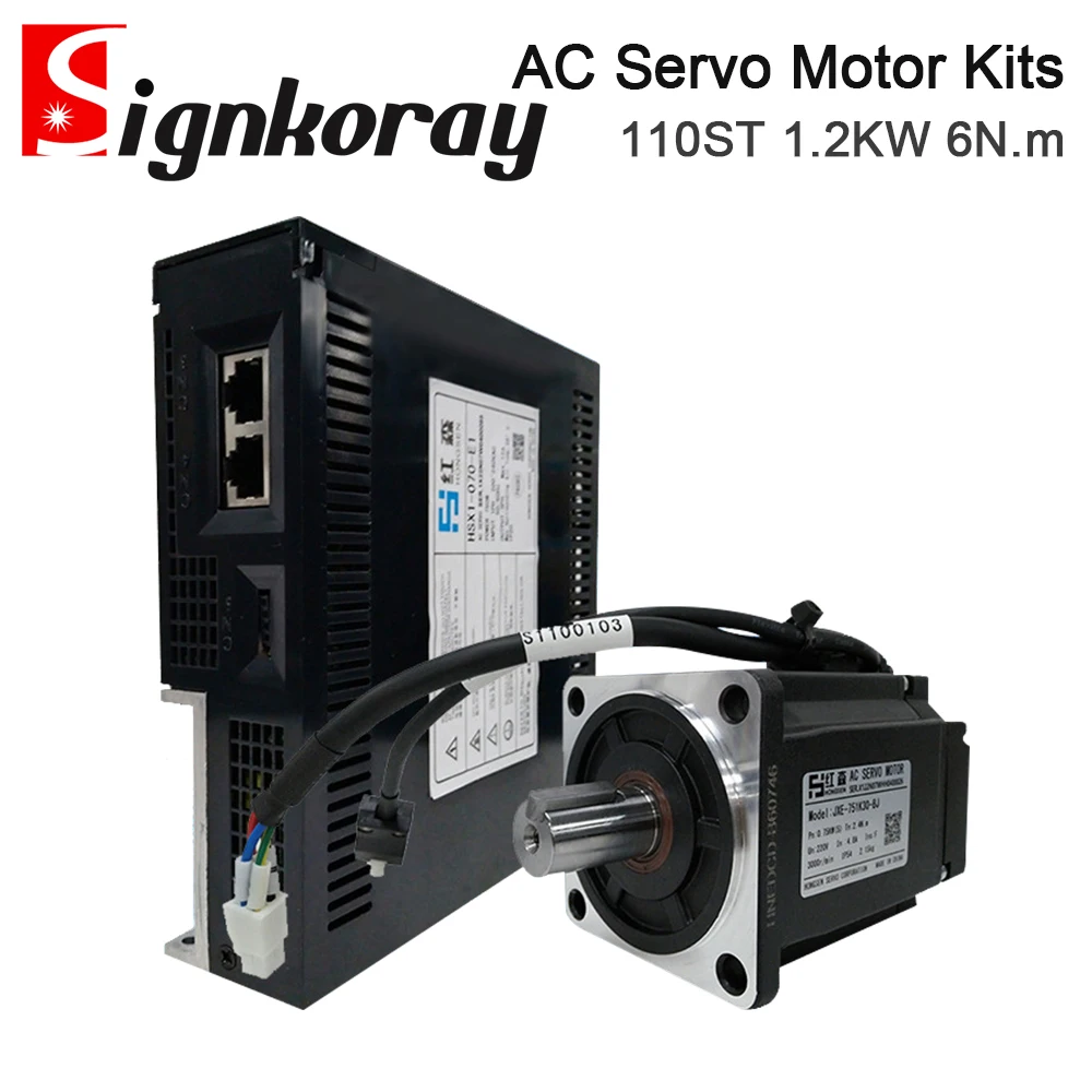 SignkoRay 1.2KW 6N.m AC Servo Motor Driver Kits 110ST 2000RPM 220V AC Motor for CNC Router