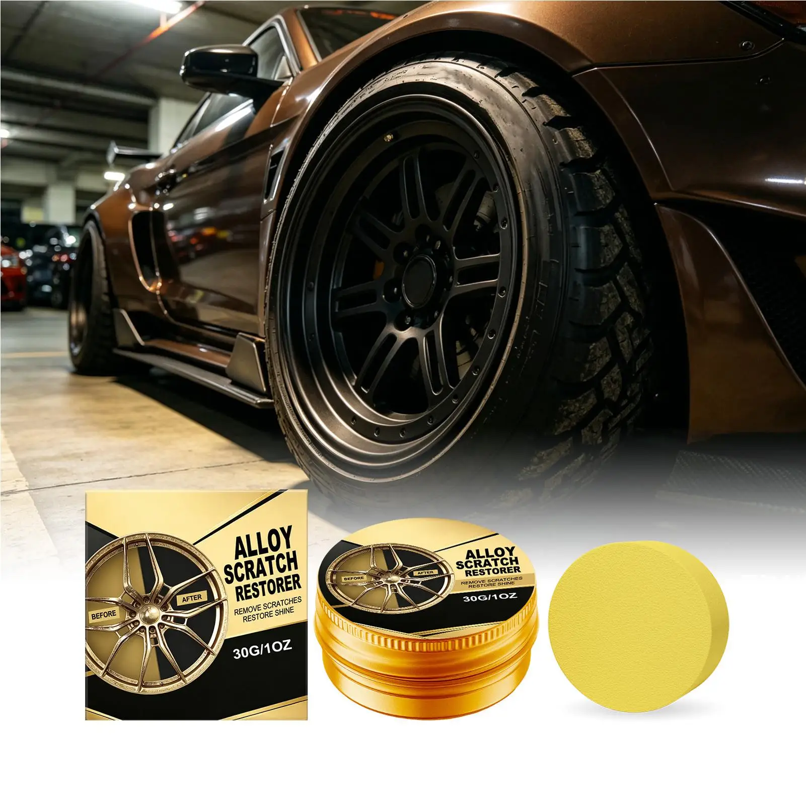 Alloy Wheel Repair Kit 30g Cleaner Polishing Wax Eraser Paint Restorer Car Rim Repair Kit for Auto Automotive Vehicle Motorcycle - view 5