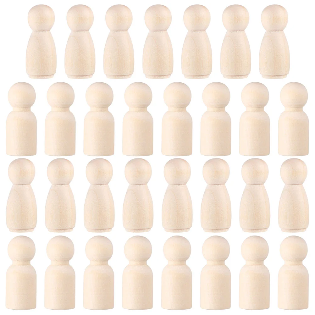 50 Pcs Ordinary Male Dollhouse Peg Figures Wooden Blank Dolls DIY Crafts Supplies