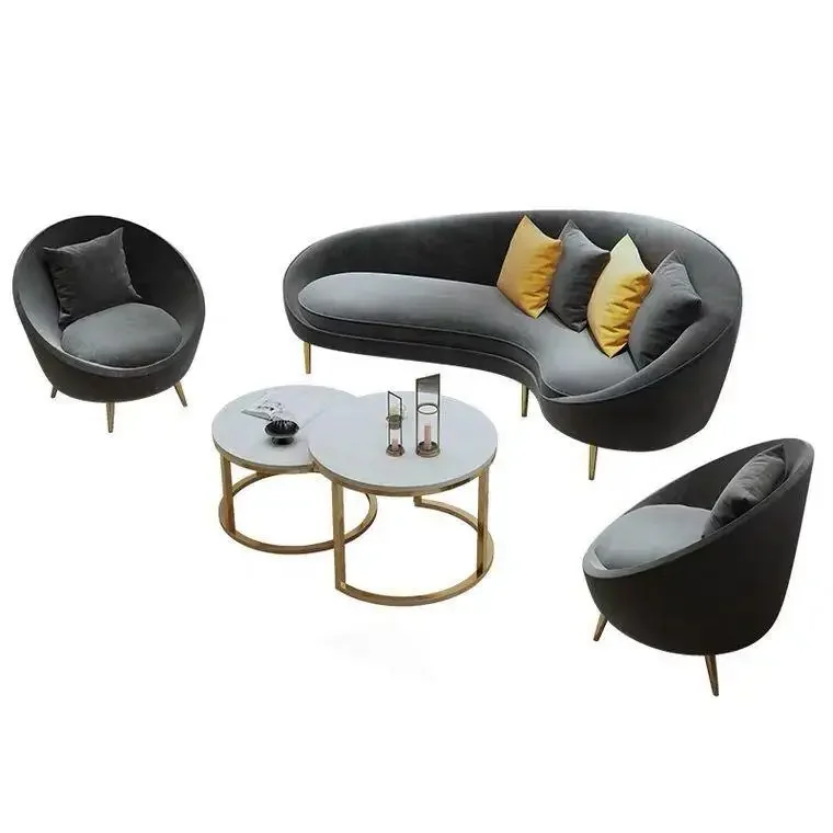 Curved beauty reception office coffee table light luxury Internet celebrity fabric sofa