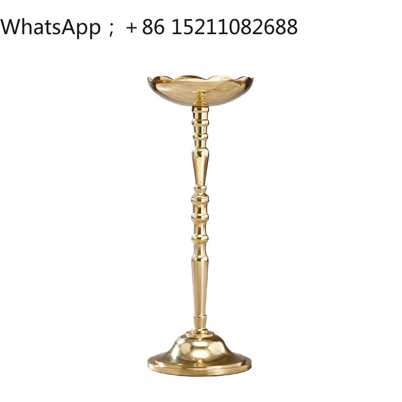 LLY Buddhist Hall Brass Crystal Candle Light Candle Holder Lotus Frame Ghee Lamp Holder Buddhist Accessories Ornament