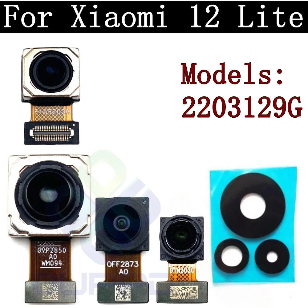 

Модуль передней и задней камеры, гибкий кабель для Xiaomi Mi12Lite Mi 12 Lite 2203129G, передняя камера для селфи, основная задняя камера, стеклянный объектив