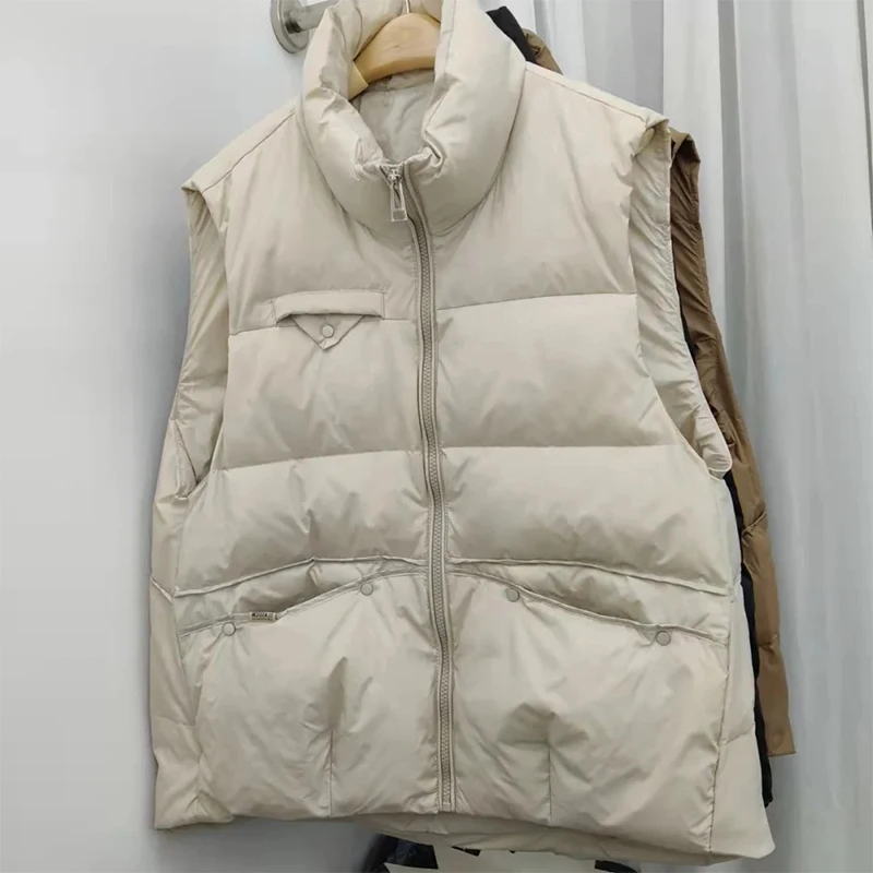 

plus Size 300 Pou Women's Jaet Korean Sle Loose Fit Svel Stand Collar Cotton Vest Winter Outerwear Trendy