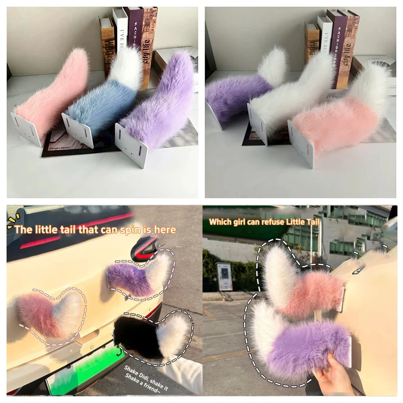 Cute Electric Wagging Sound Activated Plush Tail For Car Remote Control Moving Fox Tail Decor Universal For Scooter Motorcycle