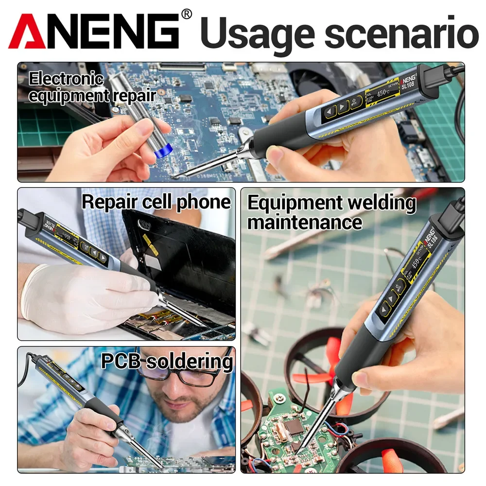 Picture 7: Electric Soldering Irons Kit 96W ANENG SL108 PD/QC Adjustable Temperature Type-C Charging Smart Digital Soldering Welding Tools