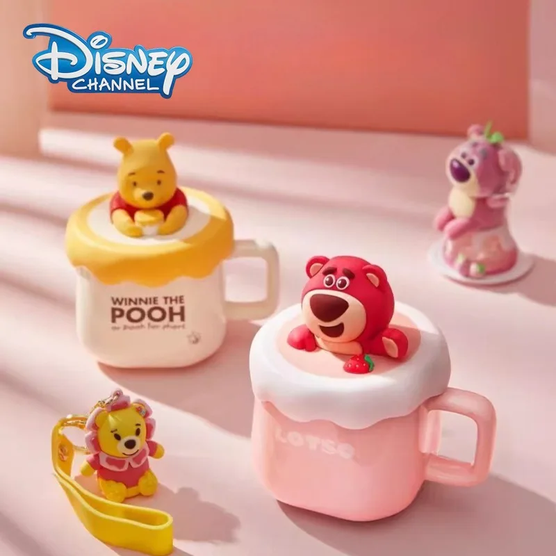 

Disney Pooh Bear Water Cup Winnie Cartoon Cute 3D Figure Ceramic with Lid and Spoon Coffee Milk Mug Office and Home Gift Box Set