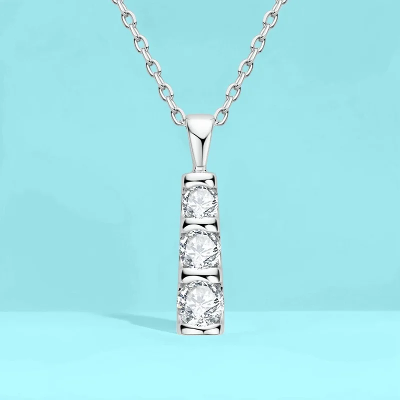 

S925 Silver Moissanite Minimalist Necklace Summer Luxury Adjustable Jewelry Certified Free Gift Bridal Office Chic