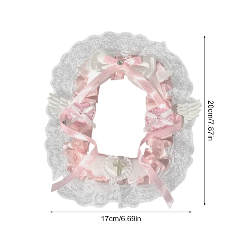 Ruy băng ren Cánh thiên thần Xù ren trang trí Photocard Chủ với chuỗi đính cườm