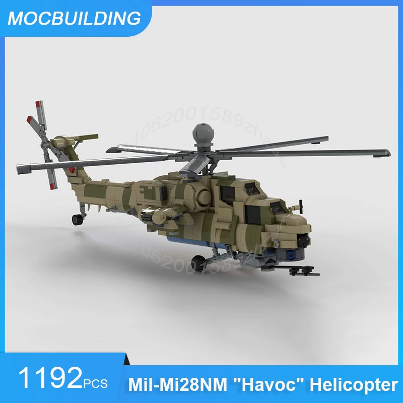 

MOC строительные блоки Mil-Mi28NM «Havoc», вертолет 1:38, мини-масштаб, строительные блоки, транспортные игрушки, подарки, 1192 шт.