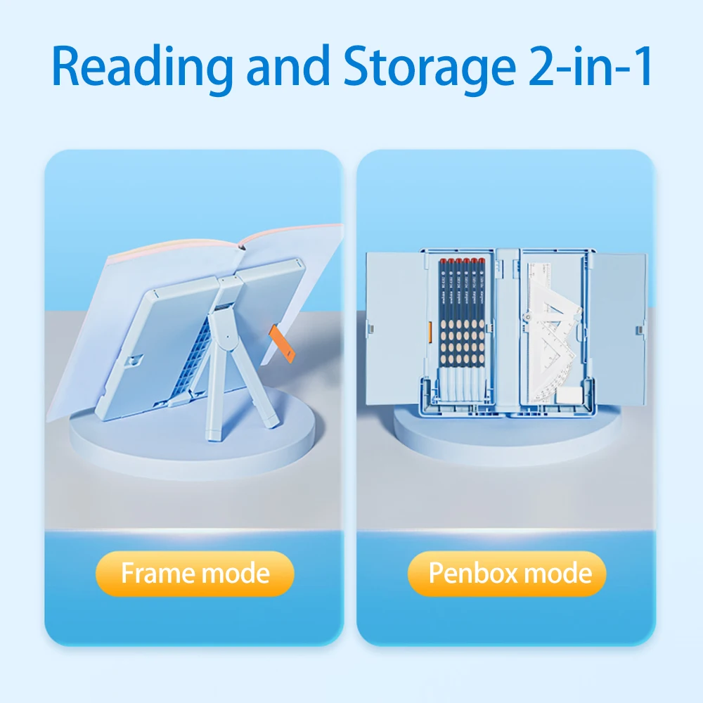 

【Новинка】Пенал для карандашей и складная подставка для книг 2-в-1, многофункциональный двухслойный пенал, портативный, для девочек, офиса, студентов