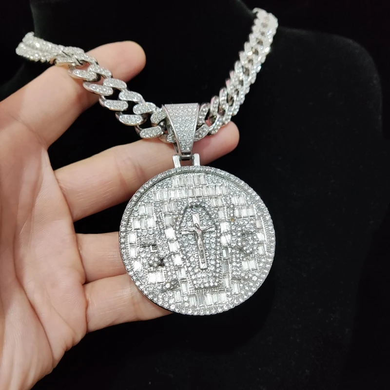 Men Women Hip Hop The Jesus is gun Pendant Necklace with 13mm Cuban Chain HipHop Iced Out Bling Necklaces Fashion Charm Jewelry