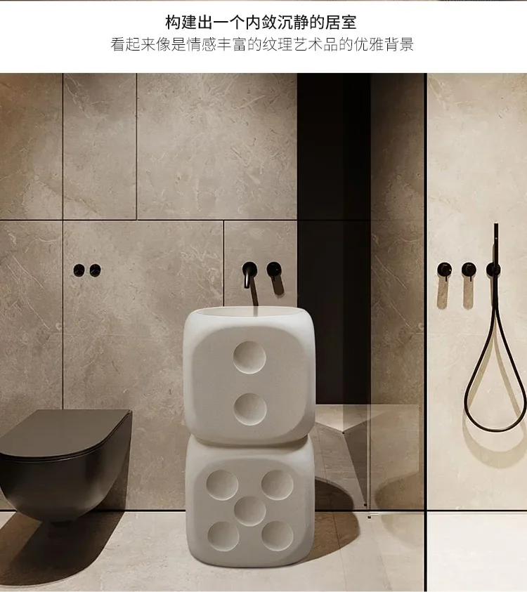 Dice personalized wash basin designer integrated floor-to-ceiling wash table creative art hotel pillar basin
