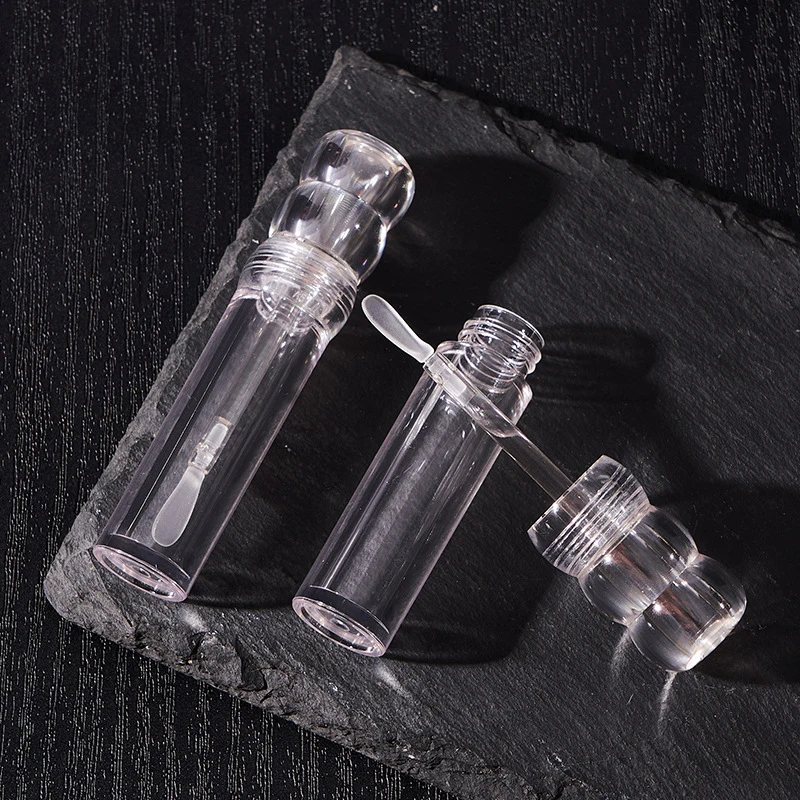 Tubes de brillant à lèvres transparents vides de 3.5ml, avec brosse en Silicone, Tube rond de brillant à lèvres cosmétique, bouteille de baume à lèvres transparente rechargeable