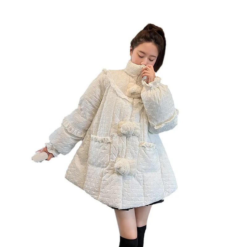 Winter New Down and Cotton Jacket for Women 2024, Loose Fitting, Buttoned and Thickened Jacket